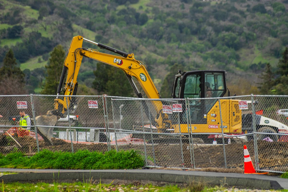 Excavator working at a construction site