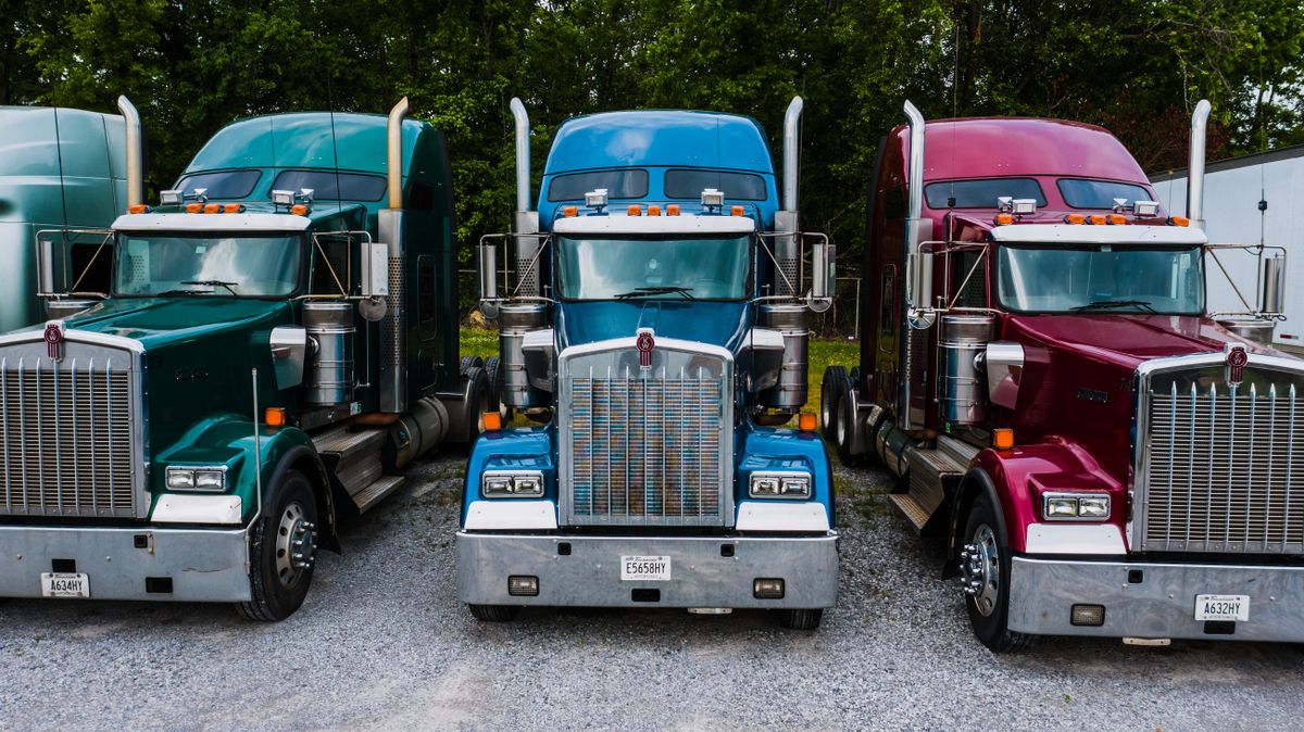 Commercial trucks lined up for fleet work